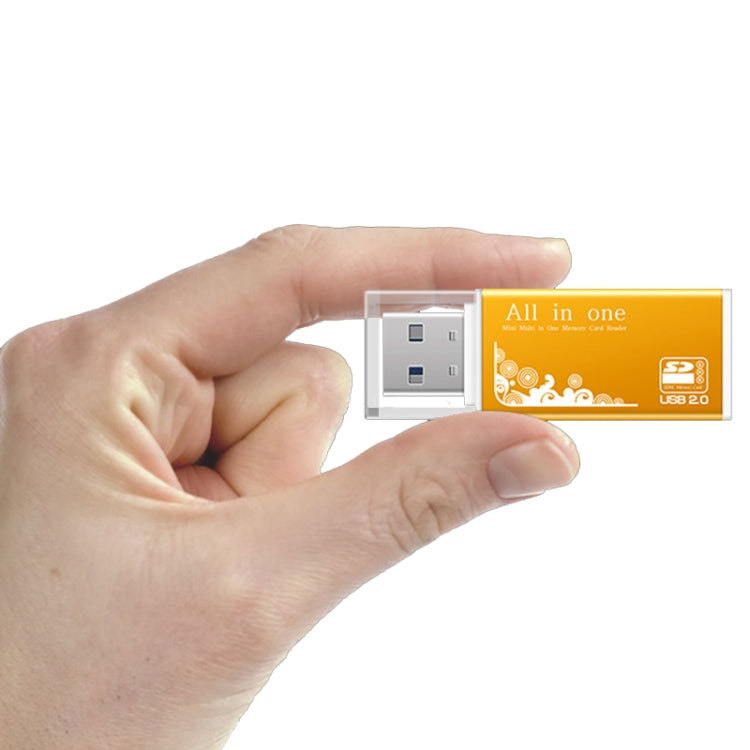 Multi in 1 Memory SD Card Reader for Memory Stick Pro Duo Micro SD,TF,M2,MMC,SDHC MS Card(Gold) -  by PMC TechLife | Online Shopping South Africa | PMC TechLife