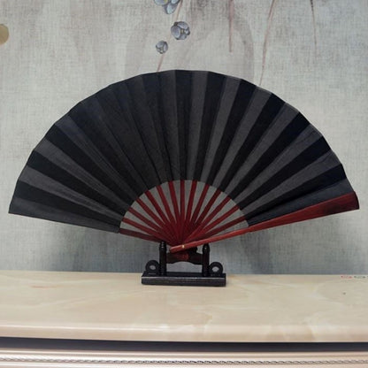 8 inch Pure Color Blank Silk Cloth Folding Fan Chinese Style Calligraphy Painting Fan(Black) - Hand Fans by PMC Jewellery | Online Shopping South Africa | PMC Jewellery