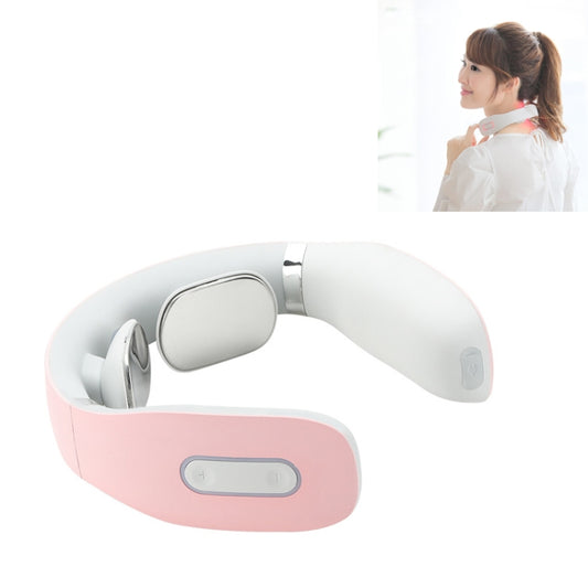 Neck Protector Intelligent Wireless Meridian Electric Physiotherapy Pulse Shoulder and Neck Massager, Style:English Voice Broadcast(Girlish Pink) - Massage & Relaxation by PMC Jewellery | Online Shopping South Africa | PMC Jewellery