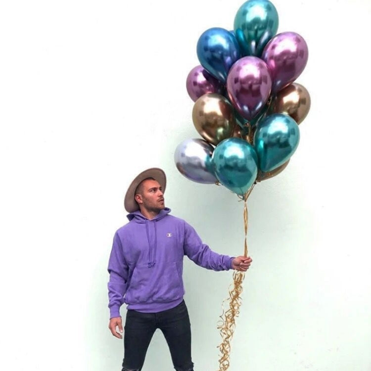 50 PCS 12inch Glossy Metal Pearl Latex Balloons Metallic Color Inflatable Air Ball Birthday Party Decor(Blue) - Balloons by PMC TechLife | Online Shopping South Africa | PMC TechLife
