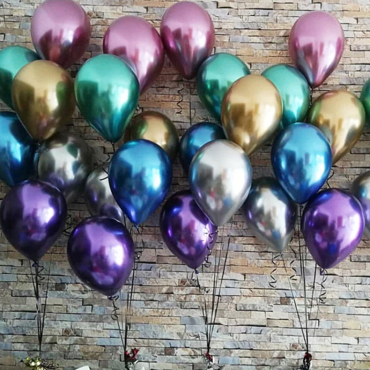 50 PCS 12inch Glossy Metal Pearl Latex Balloons Metallic Color Inflatable Air Ball Birthday Party Decor(Blue) - Balloons by PMC TechLife | Online Shopping South Africa | PMC TechLife