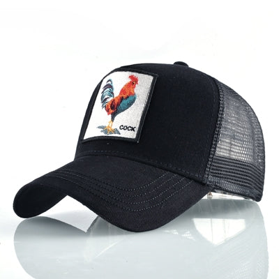 Cotton Embroidered Animal Baseball Cap(Black Cock) - Peaked Cap by PMC Jewellery | Online Shopping South Africa | PMC Jewellery