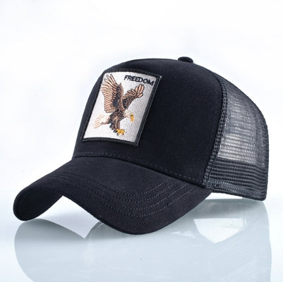 Cotton Embroidered Animal Baseball Cap(Black Eagle) - Peaked Cap by PMC Jewellery | Online Shopping South Africa | PMC Jewellery