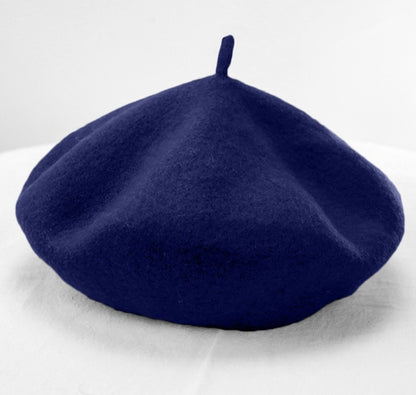 Women Wool Vintage Solid Color Berets Cap(Navy) - Knitted Cap by PMC Jewellery | Online Shopping South Africa | PMC Jewellery