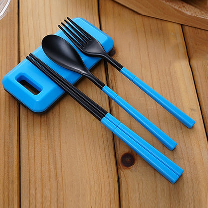 3 in 1 ABS Folding Dinnerware Cutlery Fork Chopsticks Set with Storage Box Outdoor Camping Hiking Traveling Tableware Set(Orange) - Cookwares & Tablewares by PMC Jewellery | Online Shopping South Africa | PMC Jewellery