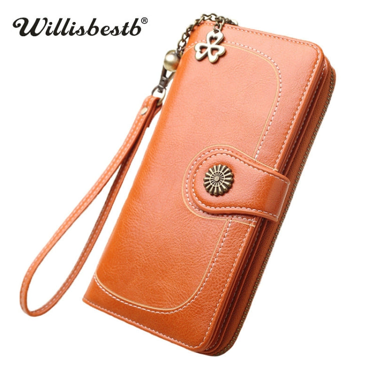 Vintage Button Phone Purses Women Wallets Female Purse Leather Brand Retro Ladies Long Zipper Woman Wallet Card Clutch(Short brown) - Wallets by PMC Jewellery | Online Shopping South Africa | PMC Jewellery