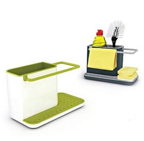 2 PCS Kitchen Sponge Organizer Stands Box Self Draining Sink Storage Rack(Black) - Shelf by PMC Jewellery | Online Shopping South Africa | PMC Jewellery