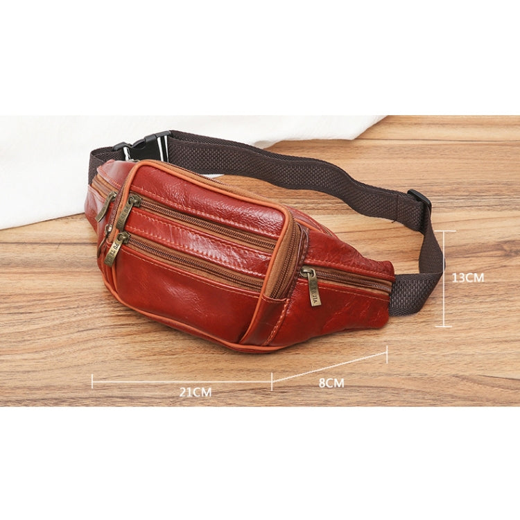 Fashion Men Leather Waist Bags Travel Necessity Organizer Mobile Phone Bag(Black) - Waist Bags by PMC Jewellery | Online Shopping South Africa | PMC Jewellery