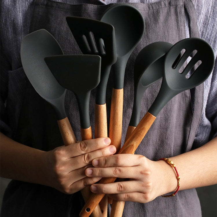 Silicone Wood Handle Spatula Heat-resistant Soup Spoon Non-stick Special Cooking Shovel Kitchen Tools Oil Brush - Cutlery Sets by PMC TechLife | Online Shopping South Africa | PMC TechLife
