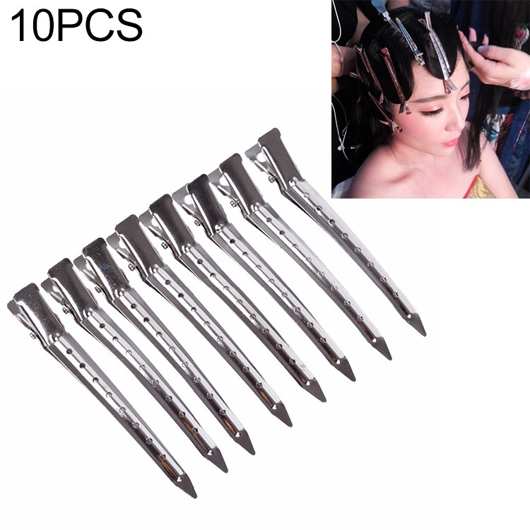 10 PCS Stainless Steel Hair Clips Hair Duckbill Clip Hair Clip Metal Large Single Hole Iron Clip - Hair Extensions Tools by PMC Jewellery | Online Shopping South Africa | PMC Jewellery