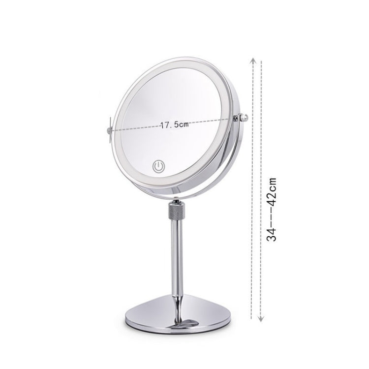 Desktop Double-SidedRound LED Luminous Makeup Mirror Liftable Magnifying Mirror, Specification:Plane + 3 Times Magnification(7-inch Rechargeable) - Mirror by PMC Jewellery | Online Shopping South Africa | PMC Jewellery