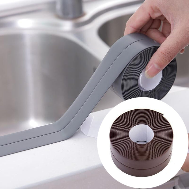 Durable PVC Material Waterproof Mold Proof Adhesive Tape  Kitchen Bathroom Wall Sealing Tape, Width:3.8cm x 3.2m(Brown) - Adhesives & Sealers by PMC TechLife | Online Shopping South Africa | PMC TechLife