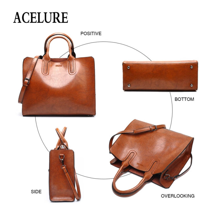 Leather Handbags Big Women Bag Casual Female Bags Trunk Tote Shoulder Bag Ladies Large Bolsos, Color:Burgundy - Handbags by PMC TechLife | Online Shopping South Africa | PMC TechLife