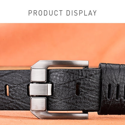 Men Vintage Crocodile Textured Leather Belt, Belt Length:125CM(Brown) - Belts by PMC Jewellery | Online Shopping South Africa | PMC Jewellery