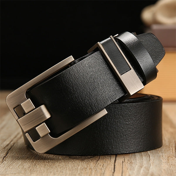 Wide Needle Black Vintage Lacquered Cowhide Pin Buckle Waistband for Men, Belt Length:140CM - Belts by PMC Jewellery | Online Shopping South Africa | PMC Jewellery