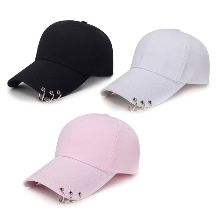 Unisex Casual Solid Color Adjustable Baseball Caps with Ring(Black) - Peaked Cap by PMC Jewellery | Online Shopping South Africa | PMC Jewellery