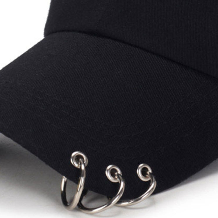 Unisex Casual Solid Color Adjustable Baseball Caps with Ring(White) - Peaked Cap by PMC Jewellery | Online Shopping South Africa | PMC Jewellery