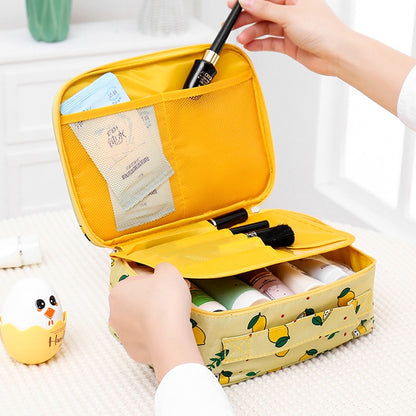 Large Capacity Portable Lady Waterproof Padded Travel Cosmetic Bag Beautician Storage Bags Women Makeup Bag(Style A Yellow Lemon) - Storage Boxes by PMC Jewellery | Online Shopping South Africa | PMC Jewellery