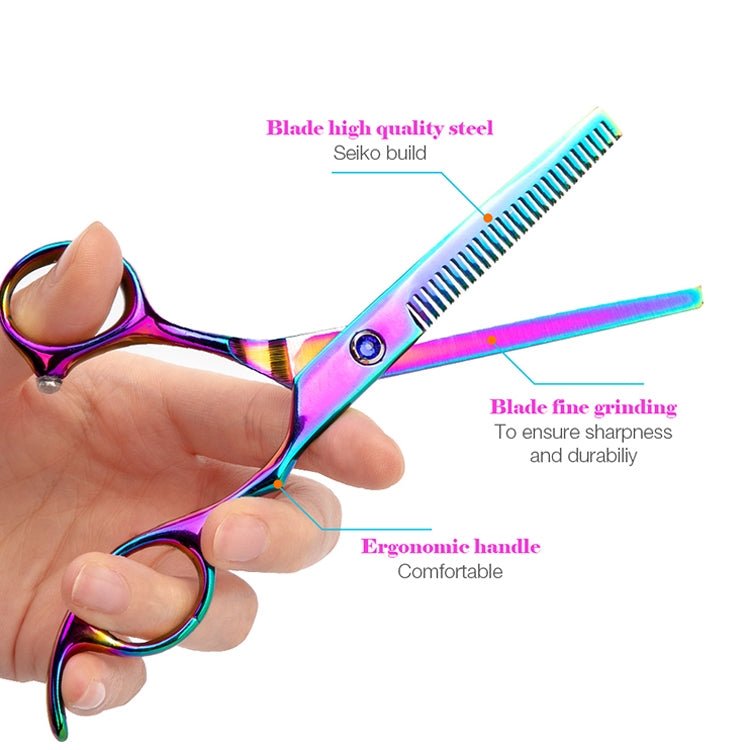 Professional Hair Cutting Scissor Hairdressing Kit Thinning Scissors Barber(Blue Thinning���SXLC-604T)) - Hair Trimmer by PMC TechLife | Online Shopping South Africa | PMC TechLife