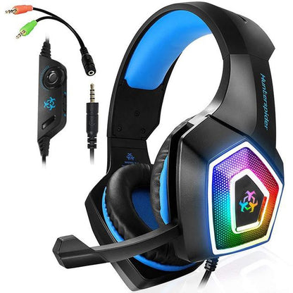 V1 3.5mm RGB Colorful Luminous Wire Control Gaming Headset, Cable Length: 2.2m(Black Blue) - Headset & Headphone by PMC Jewellery | Online Shopping South Africa | PMC Jewellery