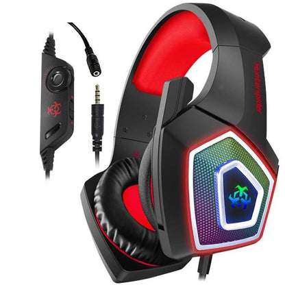 V1 3.5mm RGB Colorful Luminous Wire Control Gaming Headset, Cable Length: 2.2m(Black Red) - Headset & Headphone by PMC Jewellery | Online Shopping South Africa | PMC Jewellery
