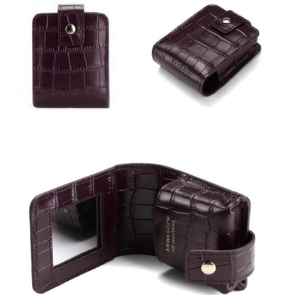 Simple Cowhide Crocodile Pattern Lipstick Bag Storage Portable Makeup Bag With Mirror(Dark Purple) - Storage Boxes by PMC Jewellery | Online Shopping South Africa | PMC Jewellery