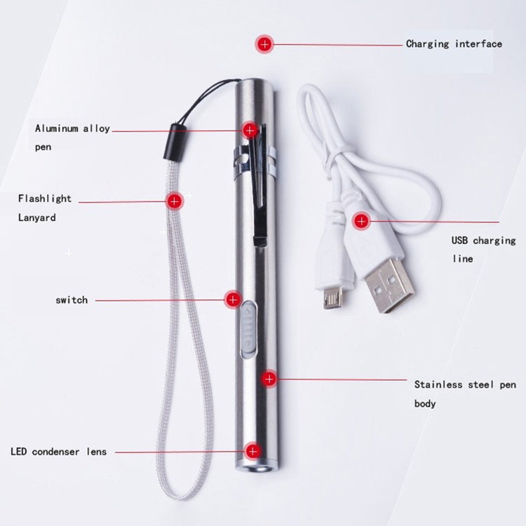 Pen Design USB Rechargeable Flashlight Powerful Mini LED Lamp - LED Flashlight by PMC TechLife | Online Shopping South Africa | PMC TechLife