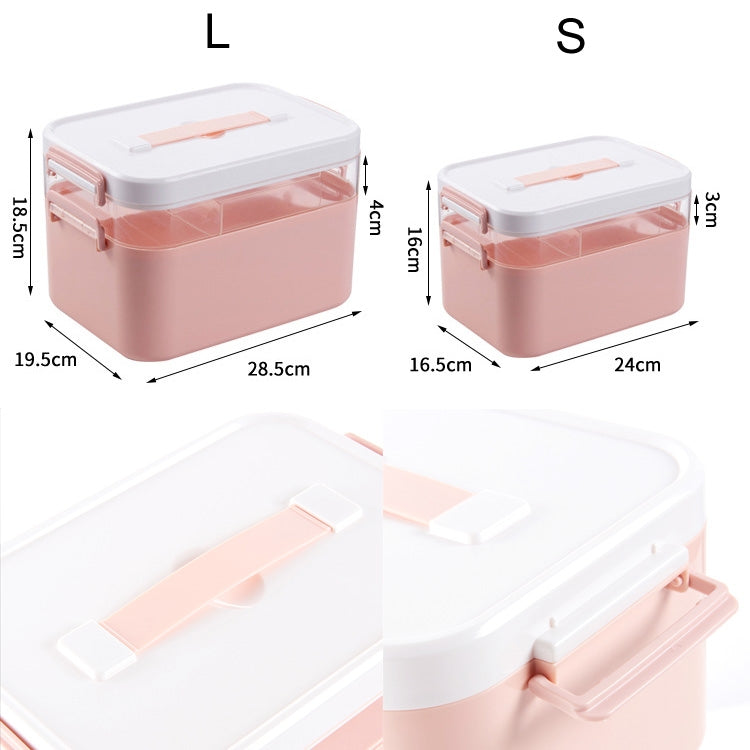 Household Portable Cosmetic Finishing Storage Box Large-capacity Family Safety Emergency Storage Box Double-layer Medicine Case, Size:S-24x16.5x16cm(White) - free shipping - PMC TechLife - Order now!