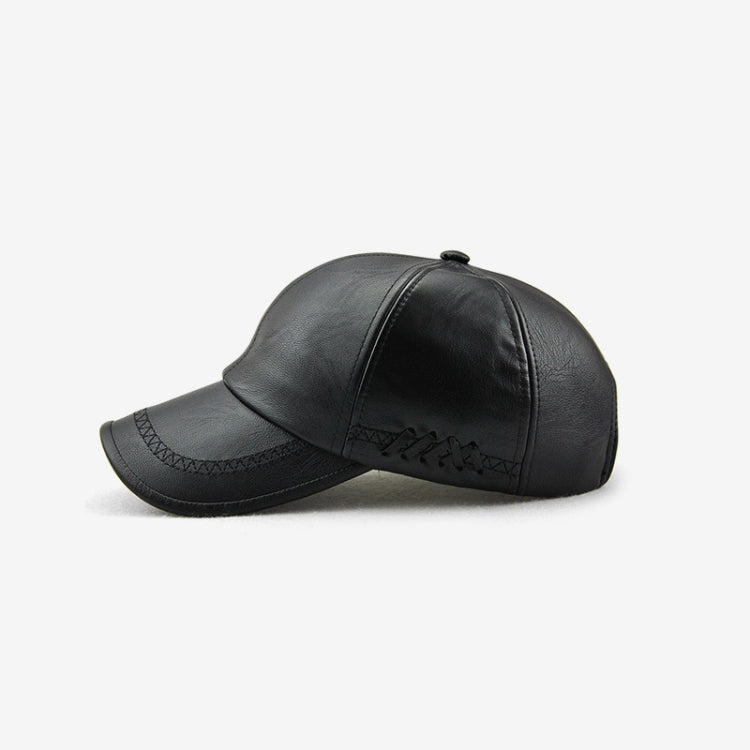 Outdoor Leisure Baseball Hat PU Leather Warm Peaked Cap, Size:Free Size(Black) - Peaked Cap by PMC Jewellery | Online Shopping South Africa | PMC Jewellery