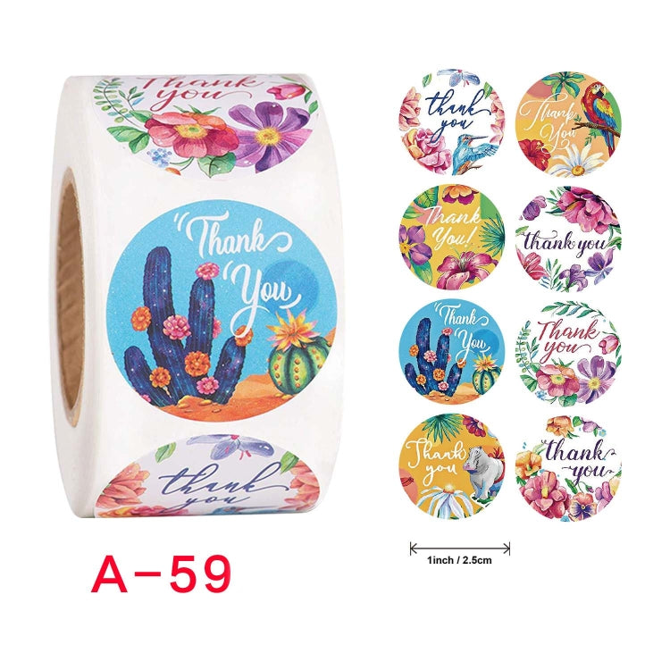 Roll Seal Sticker Thank You Sticker Flower Decoration Sticker Label, Size: 2.5cm / 1inch(A-59) - Sticker & Tags by PMC TechLife | Online Shopping South Africa | PMC TechLife