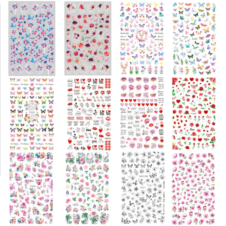 10pcs 3D Adhesive Butterfly Retro Rose Color Nail Art Sticker(F-628) - free shipping - PMC TechLife - Order now!