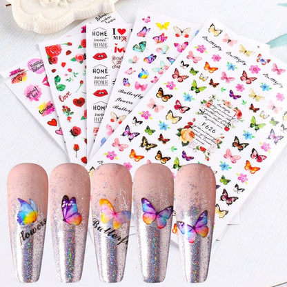 10pcs 3D Adhesive Butterfly Retro Rose Color Nail Art Sticker(F-678) - Nail Stickers by PMC Jewellery | Online Shopping South Africa | PMC Jewellery