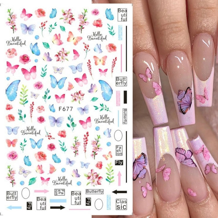 10pcs 3D Adhesive Butterfly Retro Rose Color Nail Art Sticker(F-669) - Nail Stickers by PMC Jewellery | Online Shopping South Africa | PMC Jewellery