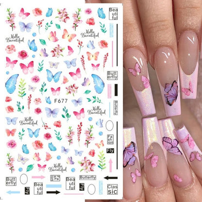 10pcs 3D Adhesive Butterfly Retro Rose Color Nail Art Sticker(F-673) - Nail Stickers by PMC Jewellery | Online Shopping South Africa | PMC Jewellery