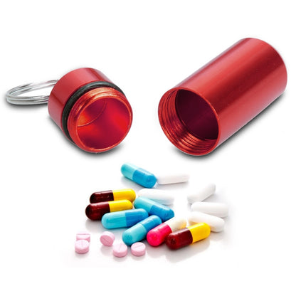 10pcs Portable Sealed Waterproof Aluminum Alloy First Aid Pill Bottle with Keychain(Red) - Emergency Tools by PMC Jewellery | Online Shopping South Africa | PMC Jewellery