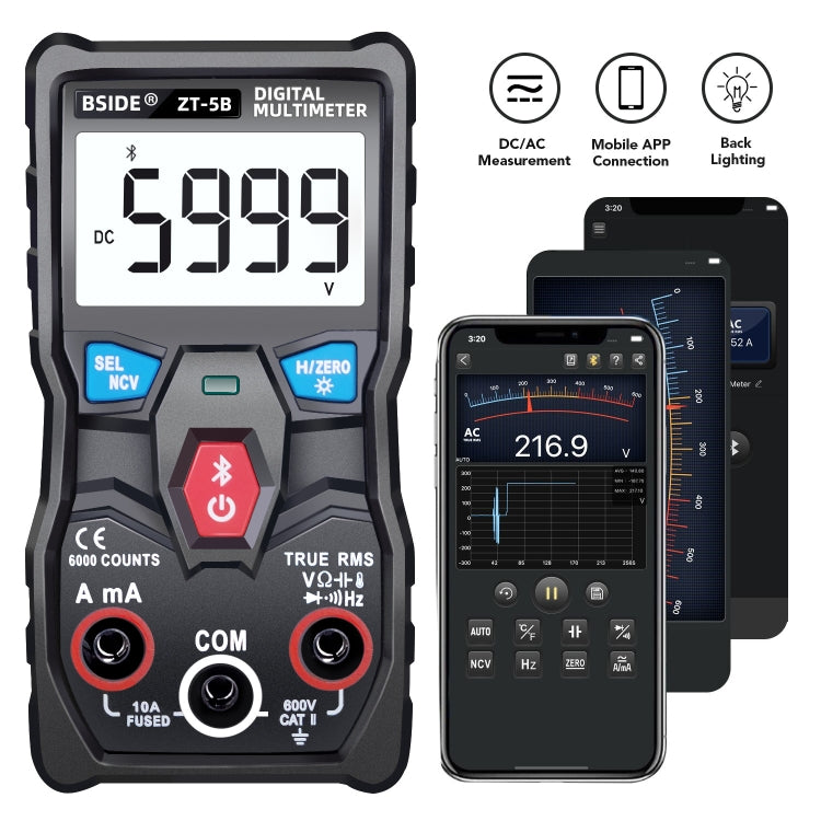 BSIDE ZT-5B Smart Bluetooth 6000 Words Automatic Range Digital Multimeter - Digital Multimeter by BSIDE | Online Shopping South Africa | PMC Jewellery