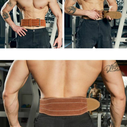 EADEN Cowhide Fitness Waist Protective Belt Squat Weightlifting Waist Support, Size:M(Brown) - Sports Safety by PMC Jewellery | Online Shopping South Africa | PMC Jewellery