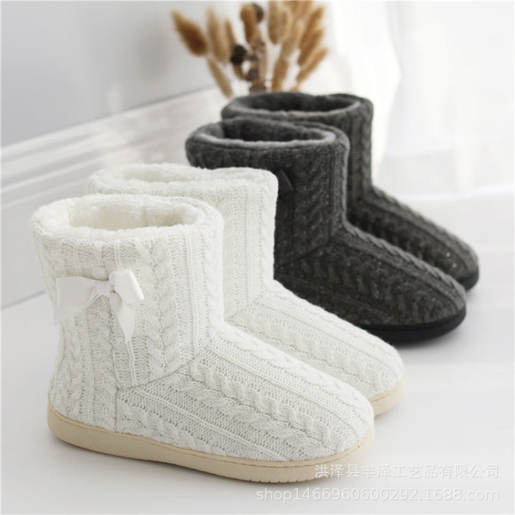 Winter Home Boots Thick-Soled Non-Slip Cotton Slippers, Size: 39-40(White) - Slippers by PMC Jewellery | Online Shopping South Africa | PMC Jewellery