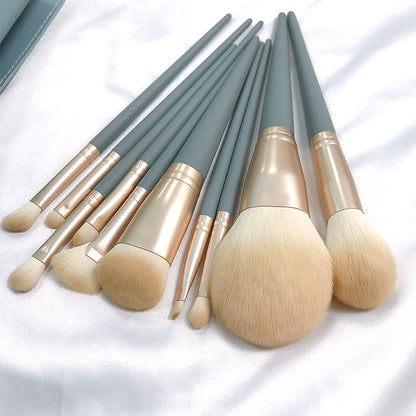 10 PCS / Set Makeup Brush Corn Silk Fiber Hair Loose Powder Brush Face And Eye Makeup Brush, Style:With Gray Bag - Makeup Brushes by PMC Jewellery | Online Shopping South Africa | PMC Jewellery