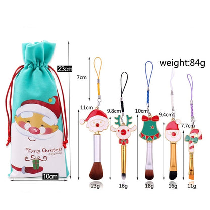 Christmas Makeup Brush Gift Elk Beginner Set Beauty Tool Set, Specification:Five Shorts 4-Double Sided - Makeup Brushes by PMC Jewellery | Online Shopping South Africa | PMC Jewellery