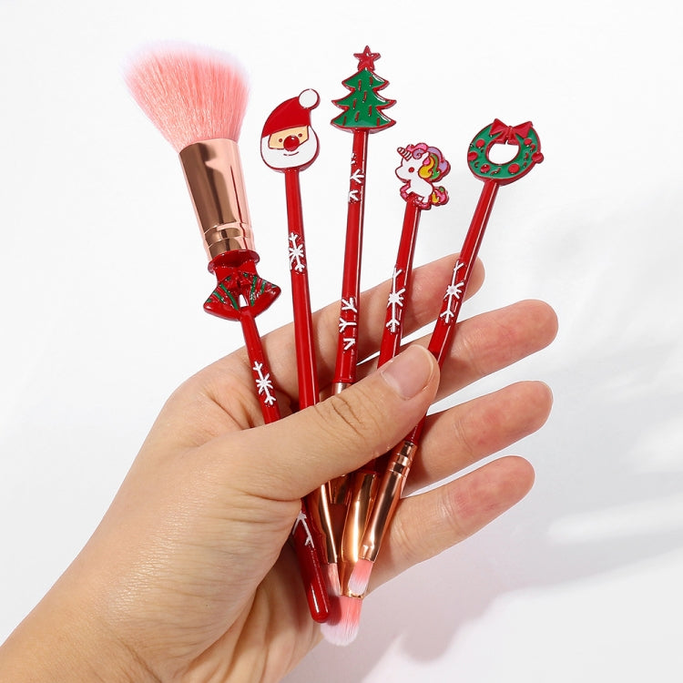 Christmas Makeup Brush Gift Elk Beginner Set Beauty Tool Set, Specification:Five Red-single Side - Makeup Brushes by PMC Jewellery | Online Shopping South Africa | PMC Jewellery