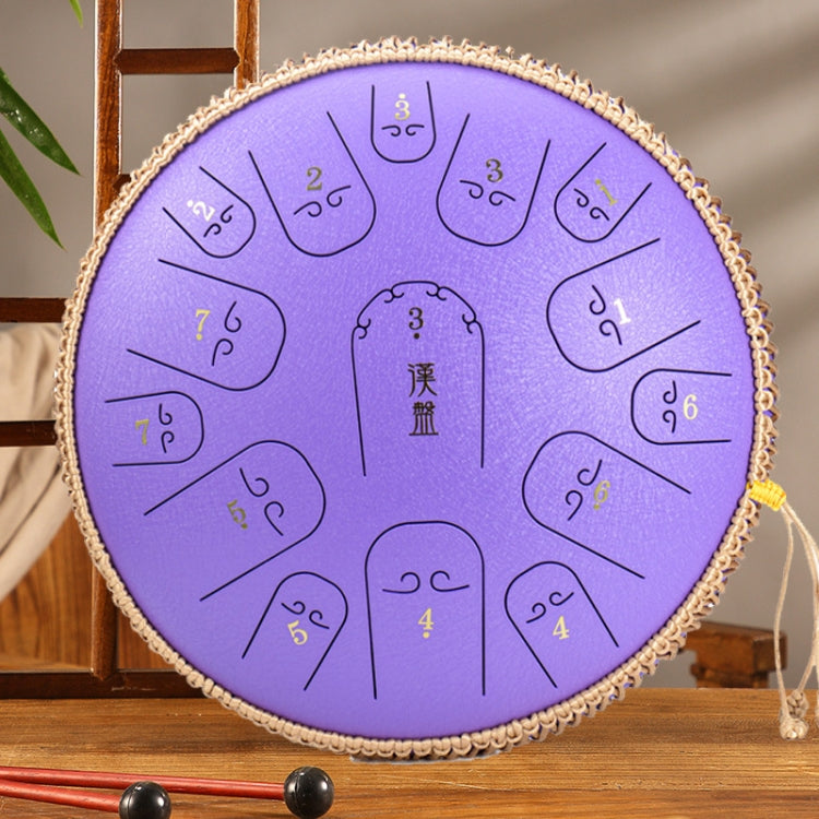 15-Tone Ethereal Drum 14-Inch Steel Tongue Drum Hollow Drum Sanskrit Drummer Disc(Purple) - Percussion Instruments by PMC TechLife | Online Shopping South Africa | PMC TechLife