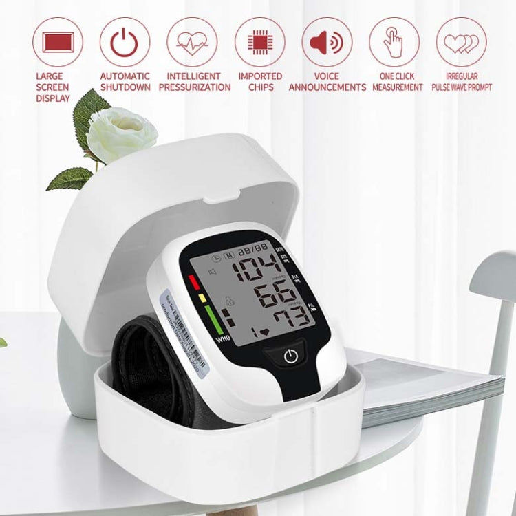 Wrist Type Electronic Blood Pressure Monitor Home Automatic Wrist Type Blood Pressure Measurement, Style: Live Voice Broadcast(White English) - Sphygmomanometer by PMC Jewellery | Online Shopping South Africa | PMC Jewellery