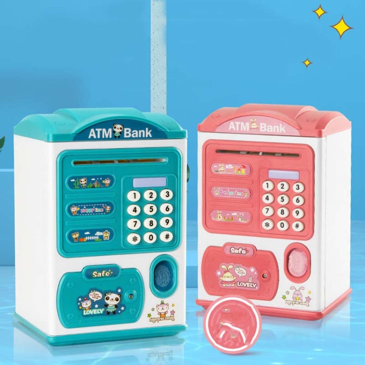 Simulation Password Fingerprint Sensor Unlocking Money Box Automatic Roll Money Safe ATM Piggy Bank(Pink) - Piggy Banks by PMC Jewellery | Online Shopping South Africa | PMC Jewellery