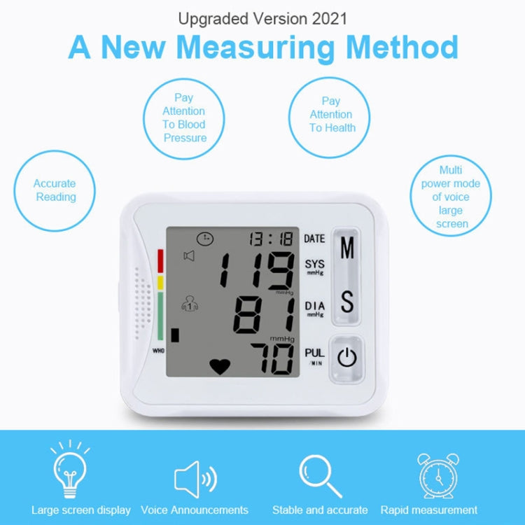 KWL-W01 Home Automatic Smart Wrist Electronic Sphygmomanometer, Style: English With Voice(White) - Sphygmomanometer by PMC Jewellery | Online Shopping South Africa | PMC Jewellery