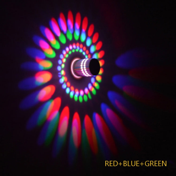 3W Modern Interior Creative Spiral Round Wall Lamp for Club, KTV, Corridor, Aisle, Background Wall Decoration Lamp Wall Mounted(Red+Green+Blue) -  by PMC TechLife | Online Shopping South Africa | PMC TechLife