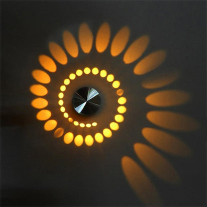 3W Modern Interior Creative Spiral Round Wall Lamp for Club, KTV, Corridor, Aisle, Background Wall Decoration Lamp Wall Mounted(Warm White Light) -  by PMC Jewellery | Online Shopping South Africa | PMC Jewellery