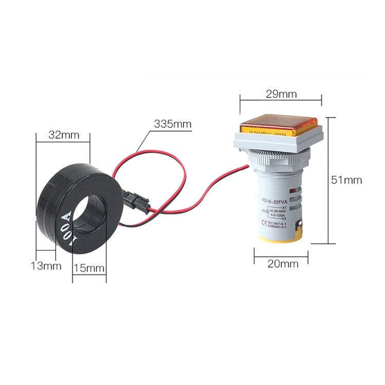 AD16-22FVA Square Signal Indicator Type Mini Digital Display AC Voltage And Current Meter(White) - Current & Voltage Tester by PMC Jewellery | Online Shopping South Africa | PMC Jewellery