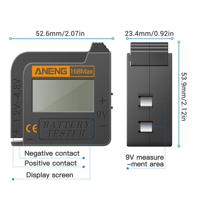 2 PCS ANENG 168MAX Portable Battery Tester High-Precision Battery Power Tester Battery Capacity Tester - Battery & Resistance Tester by ANENG | Online Shopping South Africa | PMC Jewellery