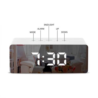 LED Mirror Alarm Clock Digital Snooze Table Clock Electronic Time Temperature Large Display  White Light - Wall Clock by PMC Jewellery | Online Shopping South Africa | PMC Jewellery